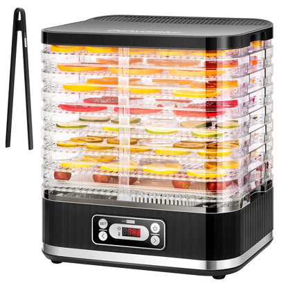 VIVOHOME Dörrautomat mit 8 Einlegefächern 400W BPA frei Dörrgerät mit Temperaturregler von 35°C bis 70°C inkl.72H Timer und Rezept für Fleisch,Obst,Haustier-Leckereienek