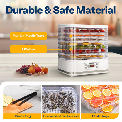 VIVOHOME Dörrautomat mit 8 Einlegefächern 400W BPA frei Dörrgerät mit Temperaturregler von 35°C bis 70°C inkl.72H Timer und Rezept für Fleisch,Obst,Haustier-Leckereienek