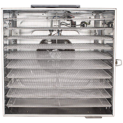 Beeketal 'BDA-15' Dörrautomat aus Edelstahl mit 10 Etagen, Zeitschaltuhr (max. 24h), einstellbarer Temperatur (30-90 °C) und LED Bedienfeld - Profi Gastro Dörrgerät inkl. 10 Einlegegitterk