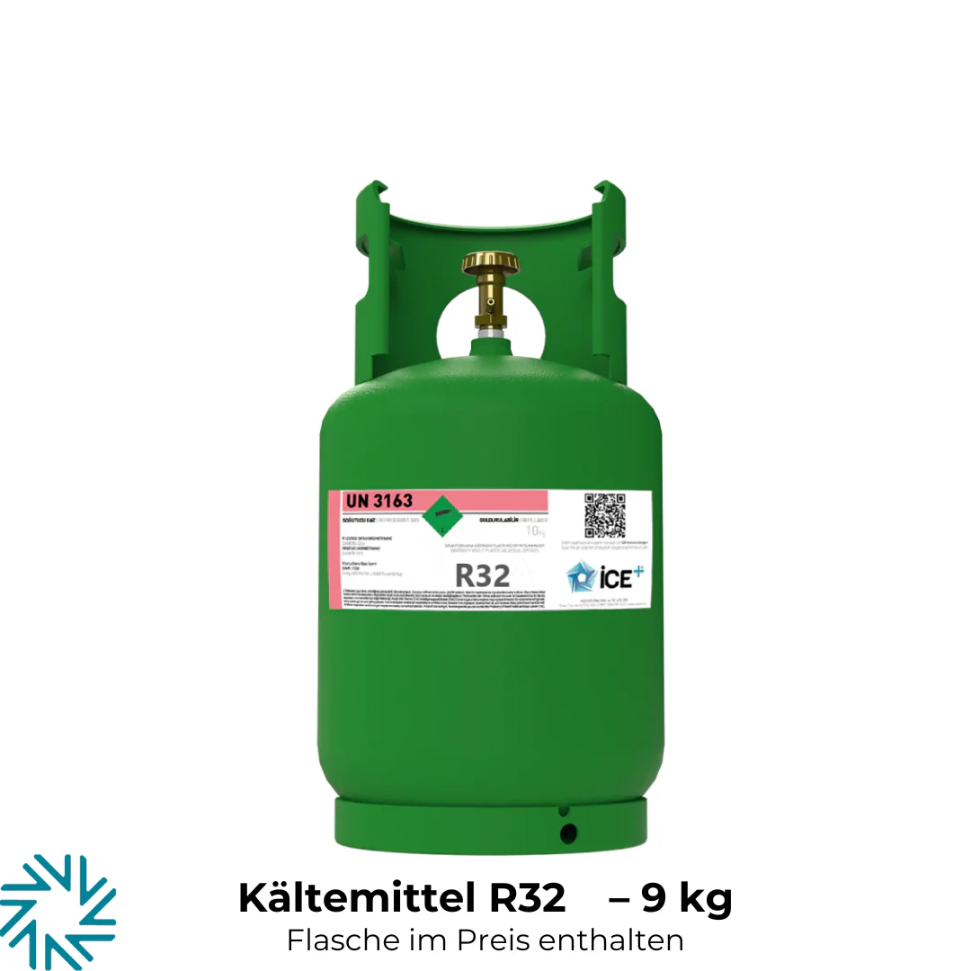 R32 Klimagas Kältemittel – 9 kg, aufladbarer Zylinder, 1/4 Anschluss